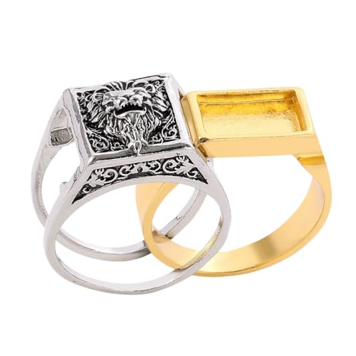 Abaodam Bague Lion Homme Avec Compartiment Secret Détachable 1.10 Pouce Anneau Esthétique En Alliage Pour Fêtes Et Rassemblements Mode