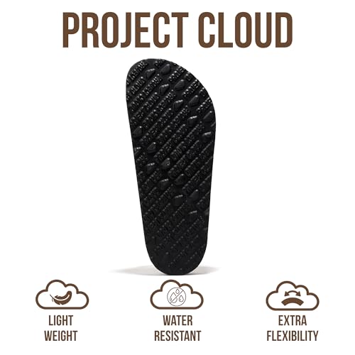 Image of Project Cloud 100% Genuine Leather Flat Sandals For Women 2026 Cork Footbed Womens Sandals with Memory Foam and arch support Vacation Essentials Slides for Women Footwear (Venita)