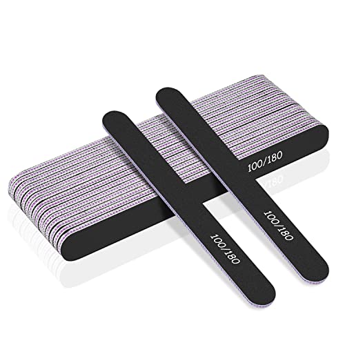 URAQT 15pcs Limes à Ongles Professionnelles, Lime à Ongles Double Face, Grain 100/180 Planche D'émeri Double Face Lavable pour Manucure Cosmétique, Salon de Coiffure, Animaux Domestiques, Maison