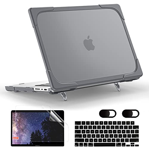 MEEgoodo for MacBook Pro 14 inch Case 2023 2022 2021 New A2779 A2442 M2 M1 Pro/Max, Heavy Duty Rugged Shockproof Plastic Hard Shell with Fold Kickstand & Keyboard Cover for MacBook Pro 14