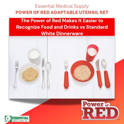 Essential Medical Supply Power of Red Adaptive Utensil Set - Bendable Fork, Spoon, and Rocker Knife with Large Soft Handles for Arthritis, Orthopedic Recover and Elderly Individuals - Image 7