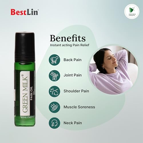 Image of Green Milk Pain Oil | Ayurvedic Pain Relief Oil | Natural Herbal Massage for Arthritis, Back Pain, Knee Pain, Muscle Pain & Joint Stiffness - 8ml Pack of 6
