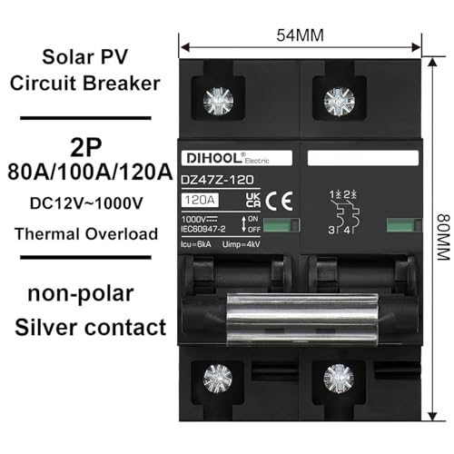 Protector de batería solar de 25A e interruptor magnetotérmico MCB de 1000 V CC 3