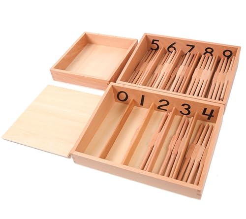 sszxmy Caja de Spindles Montessori, Juguetes de Matemáticas de Madera para Contar, Juego Educativo de Aprendizaje de Números para Niños,Model c
