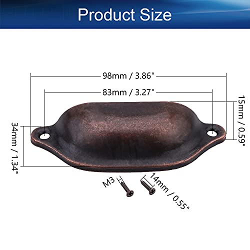 Yinpecly Retro Cup Pulls Iron Shell Pull Handles Red Copper Tone For Vintage Dresser Kitchen Cabinet Drawer Closet Door 3.26" Length 3.85" Width 1Pcs #TOP1