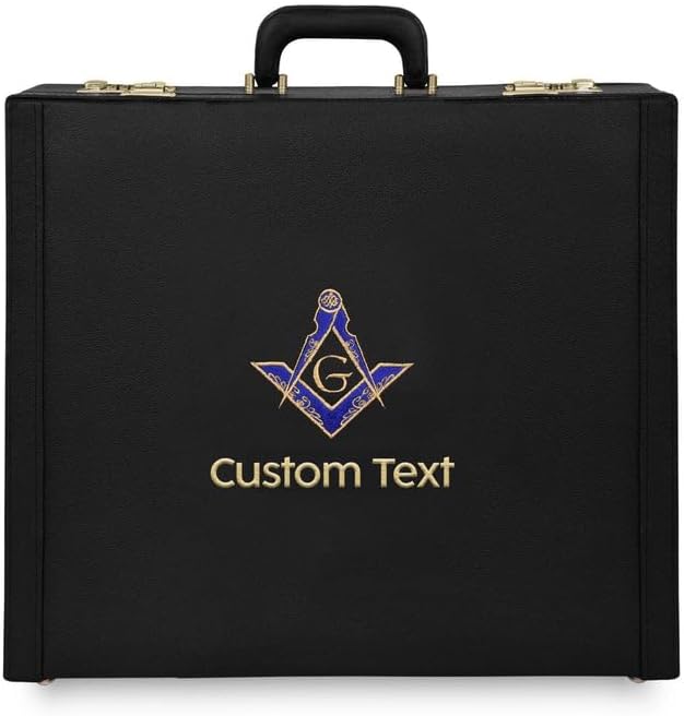 Master Mason Blue Lodge Apron Case - Blue & Gold Square & Compass G Various Sizes & Materials-Synthetic Case