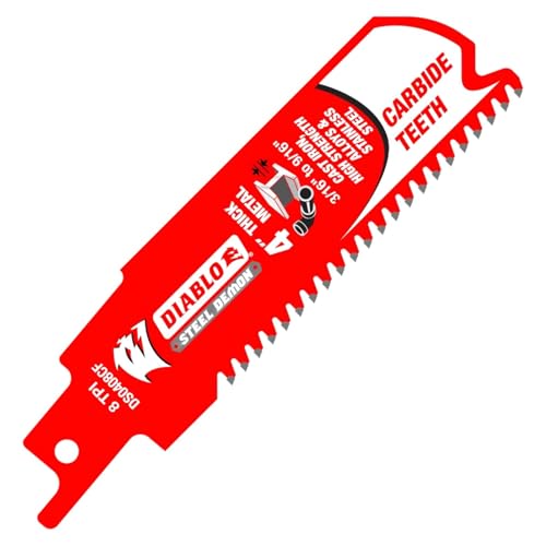 Image of Diablo Steel Demon Carbide Teeth Reciprocating Saw Blades with Perma-Shield Coating for Thick Metal - 4 inch Length, 8 TPI, 3-Pack - DS0408CF3