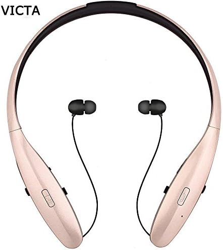 Bluetooth Headphones,VICTA Wireless Neckband Headsets with Retractable Earbuds,Hands-free Style Earphone/Earbuds for Cellphones Enabled Bluetooth Device (960 GOLDEN)