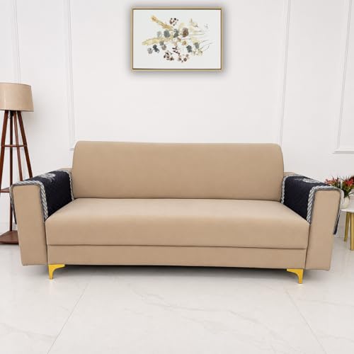 Image of Homerz 'Brooklyn Series' Premium Sofa Cover | Quilted Floral Design | Non-Slip Washable Sofa Protector | Soft Anti Slip Fabric (Ny Grey, 2 pc Armrest, Armrest)