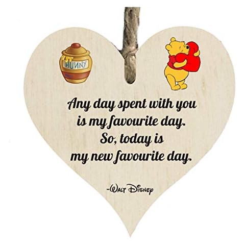 Walt Disney Winnie The pooh Favorite Day Quote Wooden Heart Shape Plaque Gift Sign htc148 Cover