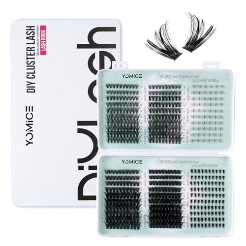 Cluster Eyelash Extensions with Bottom Lashes 30D+40D+60D+80D Natural Cluster Lashes 8-16MM Fluffy D Curl Individuals Cluster Eyelashes Russian Soft Lash Extension DIY at Home(30D+40D+60D+80D)