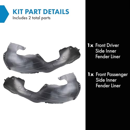 Image of TRQ Front Driver and Passenger Side Inner Fender Liner Set Compatible with 2017-2019 Kia Niro