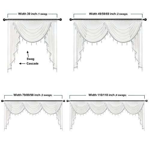 Elkca Waterfall Sheer Valance For Living Room,Rod Pocket,1 Panel (W79, Beige) #TOP3