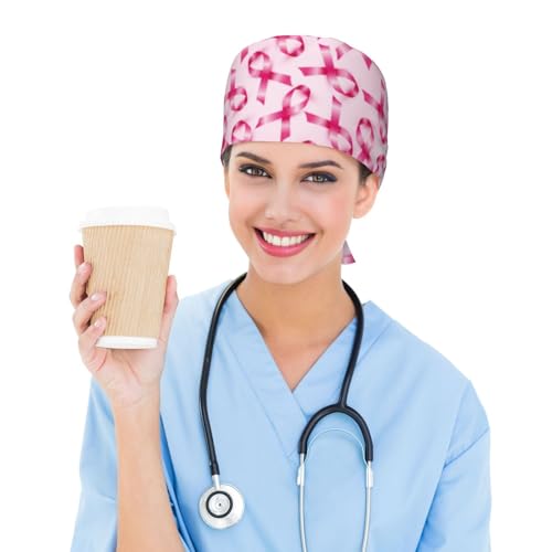 Image of Working Cap Scrub Cap with Sweatband Adjustable Unisex Women Tie Back Hat Nurse Surgical Caps
