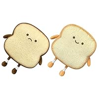 Holibanna 2pcs Unique Toast Seat Cushion Emoticon Pillow Plush Bread Pillow Travel Ergonomic Pack