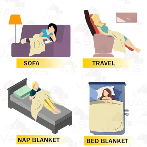 Image of VAS COLLECTIONS Premium Plush Double Blanket | 300 GSM Lightweight Cozy Soft for Bed, Sofa, Couch, Travel & Camping| 220X230 Cm Or 86X90 Inches | New