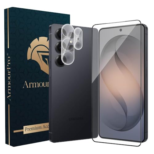 Image of ArmourPro Tempered Glass and Clear Camera Lens Protector for Samsung Galaxy S26 ultra, Edge to Edge Screen Guard, Anti-Bubble, Scratch Resistant, Anti-Fingerprint, Installation Kit | Clear