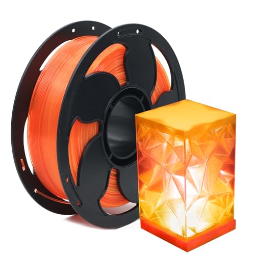 Image of Translucent Rainbow Flame Orange PLA 1.75mm 1kg Glitter 3D Printer Filament | Transparent finish Glitter sparkle Gradient Orange Yellow Smooth transition Color Change 1kg spool 2.2lb for Bambu Flashforge