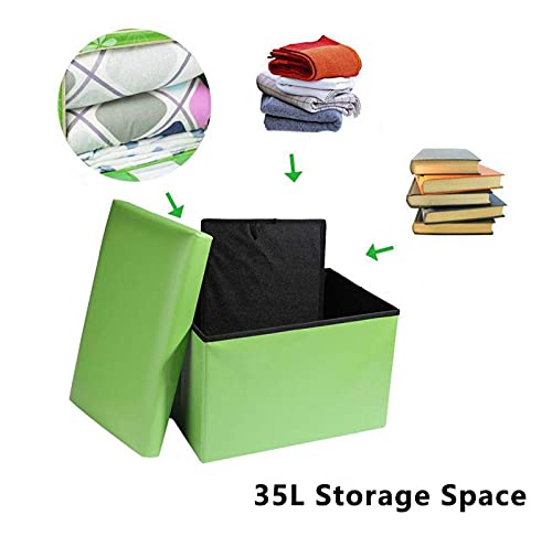Pouf de rangement rembourré en cuir imperméable salon chambre bureau - 6