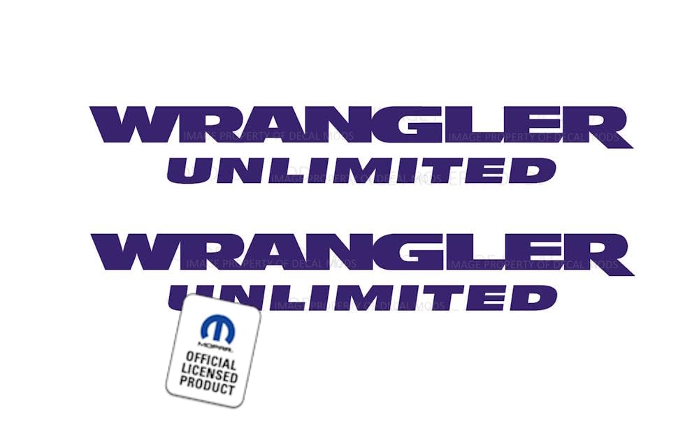 Decal Mods Fender Wrangler Unlimited Small Side Logo Graphic fits Jeep Wrangler JK (2007-2018) (Set of 2) Purple | SJ3Y4
