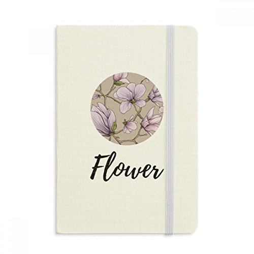 Carnet A5 violet dessin fleur plante avec couverture rigide en tissu pour notes