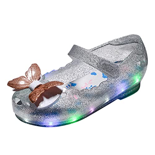 EnJoCho Children Kids Girls Sandals LED Light Luminous Shoes Casual Shoes Bow Princess Shoes Toddler Girls Sandals (White, 7 Years)