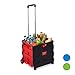 Relaxdays Carrello Portaspesa Pieghevole,Manico Telescopico,2 Ruote Gomma,fino a 35 kg,Trolley Spesa,alluminio, rosso