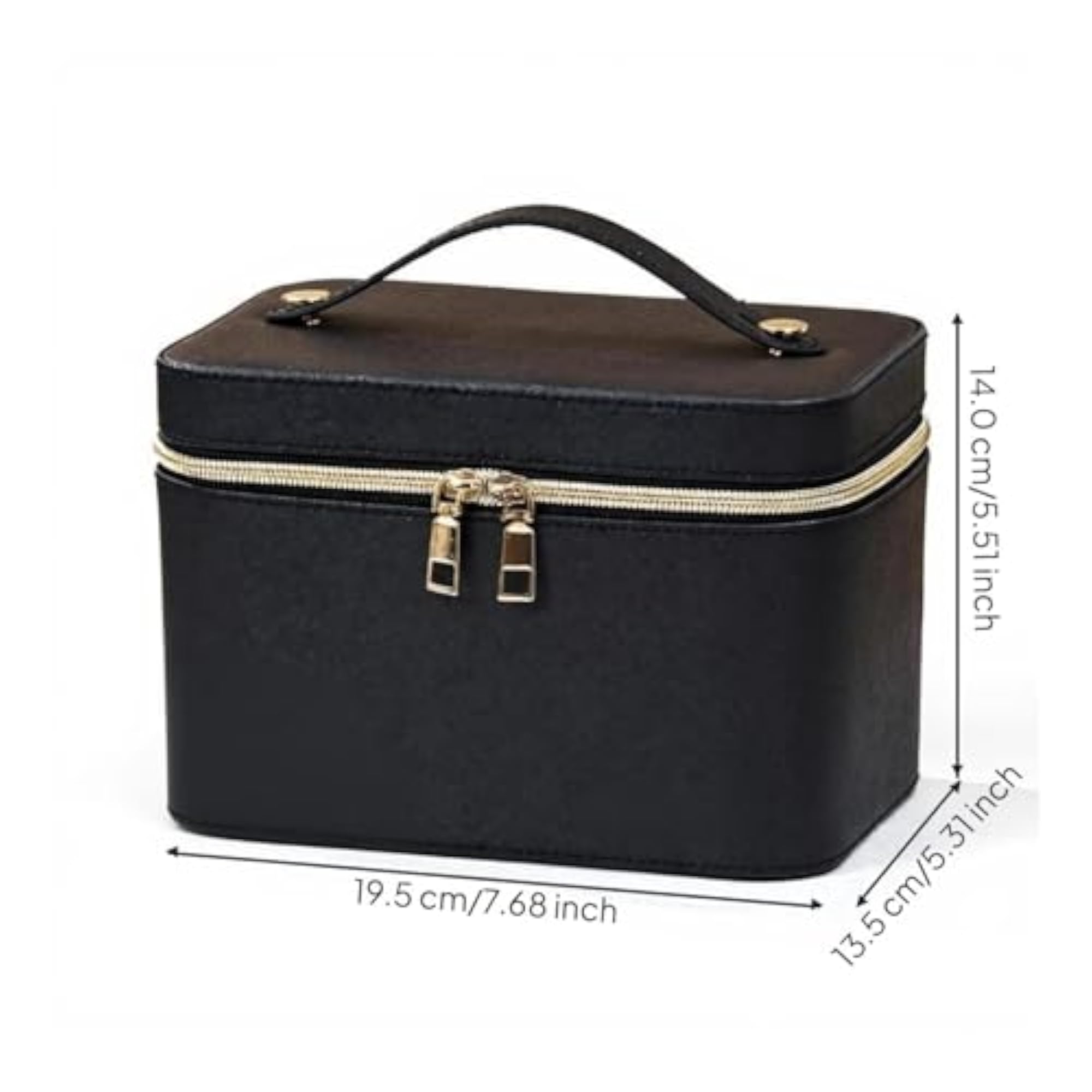 Portable Large Capacity Makeup Bag with Illuminated Mirror, Black
