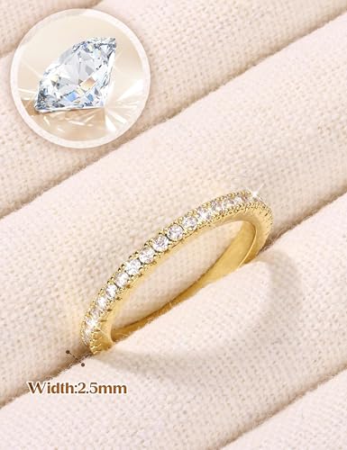 Image of Jstyle Wedding Bands for Women Eternity Band Rings Stackable Cubic Zirconia Ring 2-2.5MM Engagement Band Ring for Women Dainty Simulated Diamond Rings No Tarnish Size 5-9