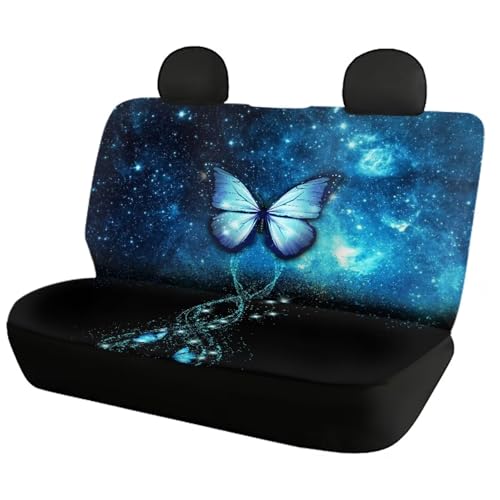 SEANATIVE Blue Butterfly Car Accessories Set Back Seat Protector with Front Seat Covers Full Set of 4 Packs Universal Fit Most Cars Car Interior Accessories - Thumbnail 2