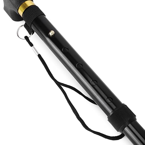 Image of iWalk Foldable Walking Stick for Old People, Adult Men /Women, Patients & Physically Challenged with Adjustable Height Strong Aluminium Body (Black).