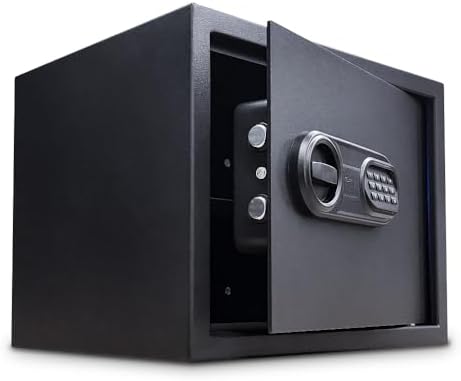 （18:00時点） VOICE 金庫 小型 家庭用 27Lセーフティーボックス 電子式 A4 オフィス用 店舗用 暗証番号 テンキー式 ブラック VSB-30 W38 x D30 x H30 cm