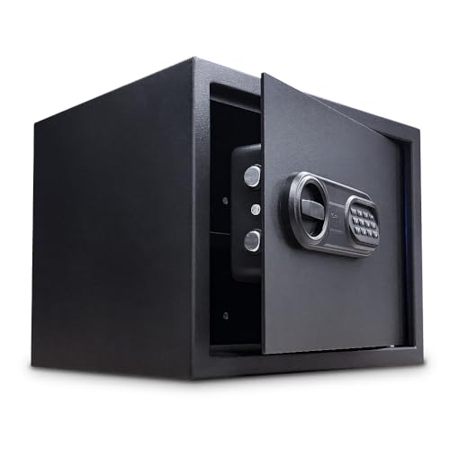 VOICE 金庫 小型 家庭用 27Lセーフティーボックス 電子式 A4 オフィス用 店舗用 暗証番号 テンキー式 ブラック VSB-30 W38 x D30 x H30 cm