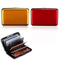 2 Pcs Aluminium Kartenetui | Schutz vor unerlaubtem Auslesen | NFC & RFID Schutzhülle für EC-Karten | Ideal für Visitenkarten | Damen & Herren | (Rot, Gold)