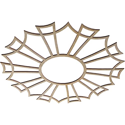 Image of Ekena Millwork 28 inchOD x 9 7 /8 inchID x 1 /4 inchT Augustus Wood Fretwork Pierced Ceiling Medallion, Birch