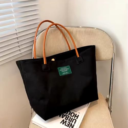 Bolsa Feminina Ombro Bolsa Hobo, Faculdade, Trabalho, Bolsa Lona, Academia, Bolsa Grande (Preto)