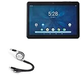 BoxWave Cable Compatible with ONN Tablet (10.1 in) - AllCharge miniSync, Retractable, Portable USB Cable - Jet Black