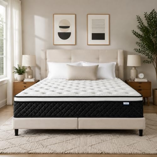 Queen Mattress, 12 Inch Queen Size Mattress in a Box, Pocketed Coils