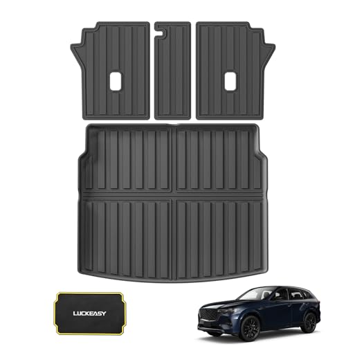 LUCKEASY マツダ 新型 CX-60 専用 ラゲッジマット+背もたれカバー CX60 KH系 立体カーマット 滑り止め TPE素材 耐汚れ 取付簡単 内装パーツ カスタムパーツ アクセサリー (CX-60背もたれカバー+トラトランクマット,R4.9-