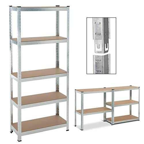 Estantería de almacenamiento para garaje, 170 x 75 x 30 cm, soporta hasta 875 kg, 5 estantes ajustables, galvanizada Cover
