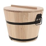 BESPORTBLE Secchio di Legno Rotondo per Riso Cotto Coperchio 18 CM Contenitore per Sushi e Cucina Domestica Accessorio Versatile per Conservazione Alimenti e Servizio in Ristorante