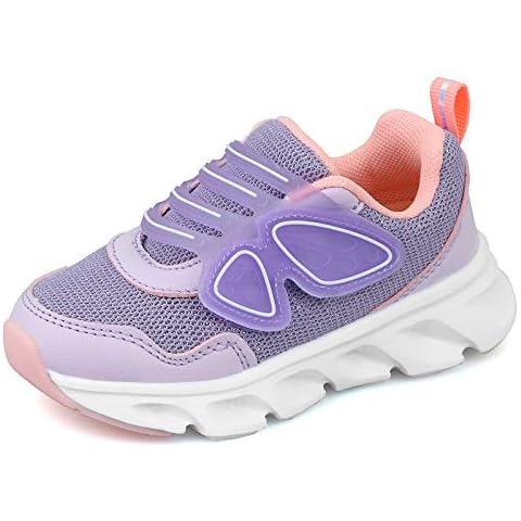 Girls Trainers Toddler Little Girl Sneakers Non Slip Kid's Lightweight Walking Shoes Breathable Sports Athletic Tennis School Running Shoes Purple Cover