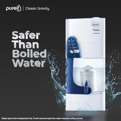 Image of Pureit Classic 23 L Gravity Based Water Purifier | Activated Carbon Filtration | No Electricity Required | Multi-Stage Purification: Uses programmed Germ Kill technology (White)