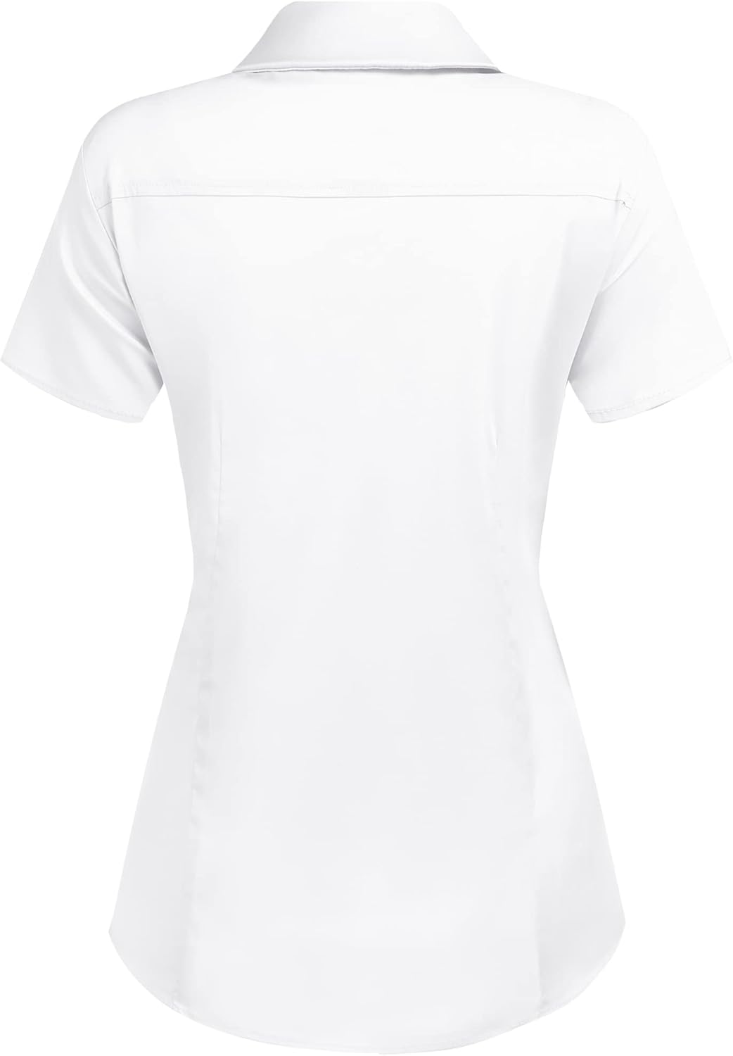 HOTOUCH Women's Basic Button Up Shirt Short Sleeve Stretchy Button Down Collared Shirts Waitress Work Shirt - Image 3