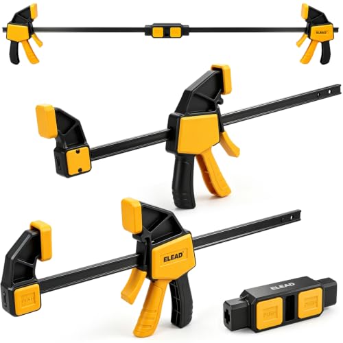 Image of 3-Pack Wood Clamps for Woodworking, 12 Inch Bar Clamps with Clamp Connector, Quick-Release Wood Clamps with 150 LBS Load Limit, Trigger Clamp Set for Woodworking DIY Projects