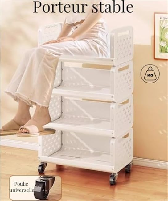 MultiStorey Metal Rolling Trolley with Fenced ShelvesVersatile Snack & Vegetable Storage Organizer for Kitchen & Bathroom (Black 75 cm)-yJOlUavo