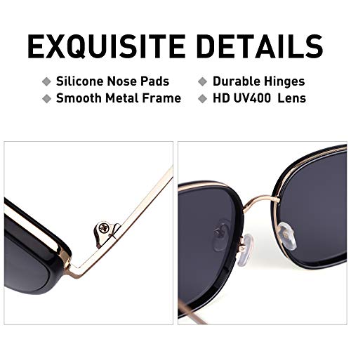 COLOSSEIN Fashion Oversized Sunglasses For Women Square Metal Frame UV400 Lens4
