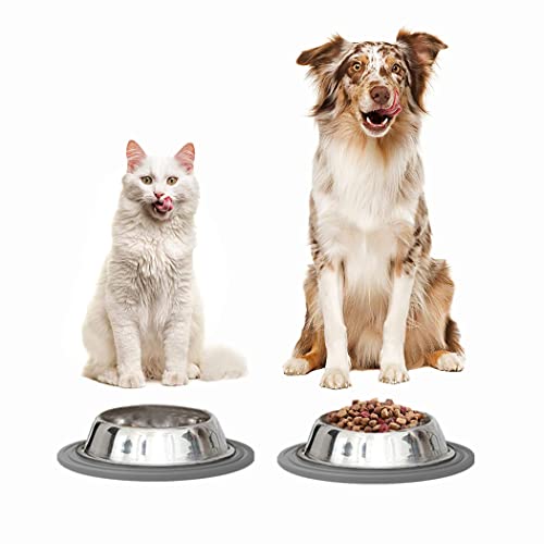 Metopets 2 Pack Silicone Pet Feeding Mat For Dog And Cat, Non-Slip Placemat Tray To Prevent Food And Water Bowl Messes On Floor, Easy Clean Dish Mat For Medium And Small Pet (9.5"X9.5", Grey) #TOP6