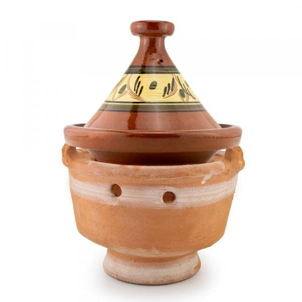 Saharashop Tajine Tajine Tajine Tanger - Juego de tajín (2 a 3 personas, diámetro de 26 cm y calientaplatos)