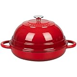 VORRINGARD Olla holandesa esmaltada de hierro fundido con tapa para hornear pan, color rojo